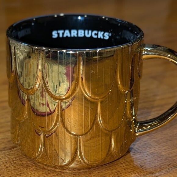 Starbucks 2019 Gold Ceramic Siren Scales Coffee Mug Cup - Picture 1 of 5